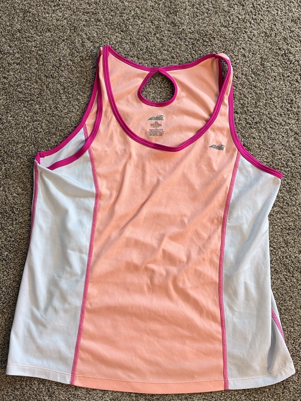 Womens Peach Athletic Tank with Pink Trim